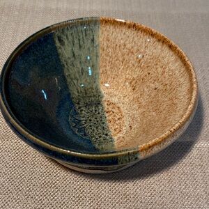 New Handcrafted Pottery Bowl - Blue,green and Brown.